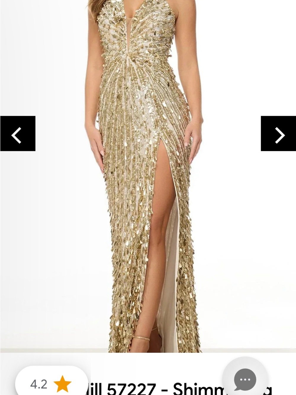 Sherri Hill Gold Sequined Maxi Skirt with High Slit